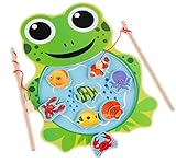 木製パズル カエル釣りゲーム 磁気釣り 魚マグネット カエルおもちゃ 子供 知育玩具 海の生き物 8 PSC