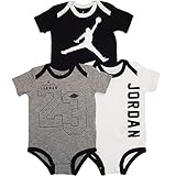 NIKE(ナイキ)エア・ジョーダン 白x黒xグレーJORDAN23xジャンプマン半袖ボディスーツ3枚セット (9-12months（身長約75-80cm）) [並行輸入品]