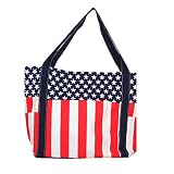 (cocokara) アメリカ柄 トートバッグ 国旗柄 帆布 キャンパス マイバッグ ショルダー マザーズバッグ 大容量 015 (アメリカ柄)