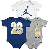NIKE(ナイキ)エア・ジョーダン 青x白xグレーAIR23ジャンプマン半袖ボディスーツ3枚セット (9-12months（身長約75-80cm）) [並行輸入品]