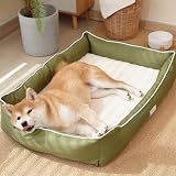 EMME防水 犬ベッド 四季 ペットベッド 洗える 掃除しやすい 犬猫用 ペットソファー 犬用ベッド 丈夫 オックスフォード生地 小型犬 中型犬 蒸れにくい ペットクッション 滑り止め 105*70*16cm グリーン2XL