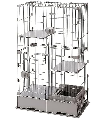 Amazon.co.jp: コンパクトキャットケージ 2 段 ナチュラル : ペット用品