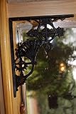 Victorianファンデザイン装飾ウィンドウコーナーTreatment Using Cast Ironシェルフブラケット、ブラックとRustのアクセント、8 1 / 2 " x 6 5 / 8 " 
