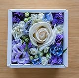 花 ギフト フラワーボックス クリスマス アレンジメント プレゼント サプライズ お祝い 誕生日 記念日　ホワイトボックス　　 (ブルー×ホワイト)WB-BW9