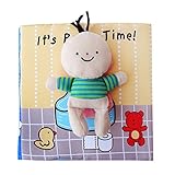 RaiFu 　布絵本　布製書籍　ベビー　アーリー　ラーニング　柔らかい　布　ブック　アニマル　刺繍　シャワー　教育玩具　　トイレに行きます トイレットペーパー