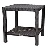 Abba Patio Outdoor Wicker Square Side Table with Storage 20''W x 20''D x 20''H Dark Brown [並行輸入品]