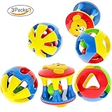 Baby Rattleおもちゃセット、ローリングボールShaker Handbells Shake and Grab Rattle Developmentalトイ幼児新生児のパックの3