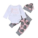 Là vestmon　ベビー服4点セット ロンパース＋ロングパンツ＋ハット＋ターバン 綿 赤ちゃん服 可愛いベビー服スーツ 発汗性 通気性 男女通用 ギフト 出産祝い
