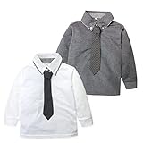 ベビー服 男の子 ポロシャツ 長袖 フォーマル ネクタイ 格子切替 男児 ベビー (2.チャコール/80cm)