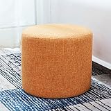 yazi-スツール 丸型 オットマン リラックス足載せ椅子 子供用チェア 背もたれ無し クッション座面 オレンジ