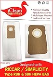 (10) - Riccar/Simplicity Type B HEPA Bags by iClean Vacuums (10 Bags)