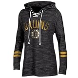 NHL Boston Bruins NHLレースアップネックフード付きプルオーバー, Large , TrueブラックFrench Terry
