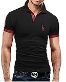 【Smile LaLa】 メンズ ポロシャツ 半袖 トップス 無地 シンプル カジュアル スポーツ ゴルフ ウェア ワンポイント ロゴ 夏服 (XL, ブラック)