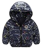 (トヨベイ)Toyobuy 厚手 子供 中綿 コート アウター キッズ ブルゾン 女の子 フード付き ジャケット 男の子 防風 紺色 150