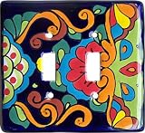 Rainbow Talavera Ceramic Double Switch Plate by Fine Crafts & Imports