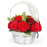 YOBANSA フレグランス ソープフラワー 創意花かごギフトボックス 誕生日 母の日 記念日 先生の日 バレンタインデー 昇進 転居など最適としてのプレゼント (カーネーションレッド)