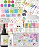 紗や工房 クリスマス プレゼント 親子ではじめるキラキラいっぱいのレジン&レジンペンセット (女の子/小学生/メイキングトイ/おもちゃ) ギフト 初心者 スターターキット レジン液 封入パーツ ラメ キーホルダー ヘアピン 手作り