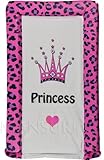 Baby Changing Mat Padded Luxurious Comfortable Leopard Printed With Princess Text And Crown (Fuchsia