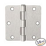 Dynasty Hardware 3-1/2" Door Hinges 1/4" Radius Corner, Satin Nickel, 18 - Pack [並行輸入品]