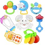 Baby Rattles Teethersセット、Godr 8pcs Rattle & TeetherリングHand Bellおもちゃ新生児の、乳児幼児保育園ギフトPlayセット(ランダムキャンディカ