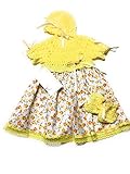 Micクラフトハンドメイドかぎ針編みMicro Preemie 2 – 3 lbsガウン靴帽子イエローフローラル柄