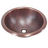 Yosemite Home Decor CSB1225 16-Gauge Pin Hammered Topmount Round Vessel Sink, 15-3/4-by-15-3/4-by-6-