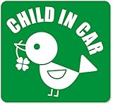 imoninn CHILD in car ステッカー　【マグネットタイプ】　No.02　コトリさん　（緑色）