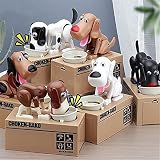 リトルドッグバギーバンク,子犬の貯 金箱/お金を食べる犬の貯 金箱/自動盗むお金の犬の貯 金箱/カイミ犬の貯金箱 (黒と白の犬)