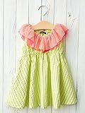 Caldia カルディア ベビー サッカー ストライプ ノースリ ワンピース 赤ちゃん 女の子 ワンピ ベビー服 80㎝ 生後8～12ヶ月 イエロー