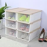 女性用 シューズボックス 引き出し式 吸湿・吸臭 防塵 便利 靴収納ケース 6個セット (ベージュ)