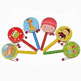 trendinao 1 pcカラーランダム2017 Lovely Wooden RattleペレットドラムCartoon Musical Instrumentおもちゃfor Toddlers子供プレゼ