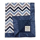 My Blankee Chevron Minky Multi Silver w/ Minky Dot Navy Blue Baby Blanket, 30 X 35 by My Blankee
