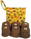 Pandaroos Charcoal Bamboo 5-Layer Cloth Diaper Insert Liners with Gusseted Legs (Set of 6) and Print