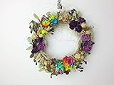 レインボーローズのフラワーリース　(ドライフラワー)