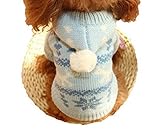 Asia Color ペット用 犬 服 おしゃれ で かわいい ノルディック柄 ニット パーカー (S, ブルー)