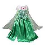 かわいいこども達の変身服 子供ドレス 子供用お姫様 誕生日パーティードレス (110, 緑)