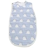 HUHU 6重ガーゼ スリーパー ベビー パジャマ ふわふわ コットン 柔らかい 綿 (ブルーうさぎ)