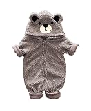 SIPEI　ベビー　 ロンパース　カバーオール　绵　子熊　可愛い　0-３歳　冬　２０１６流行　ファション (85CM, グレー)