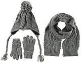 エムジュニア ニット帽子&マフラー・手袋セット ケーブル編み1-20-191 グレー 48cm