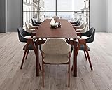 北欧の空気漂う伸縮ダイニング9点セット 天然木 【テーブル(幅140-240)1＋チェア8】 (チェア：サンドベージュ8脚)