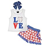 Domybest トップス+ショットパンツ+ヘアバンド Tシャツ ベビー服 上下セット タンクトップ 子供 男の子 女の子 袖なし 写真服 夏スーツ 肌着 超可愛い 柔らかい 伸縮性 快適 普段着 撮