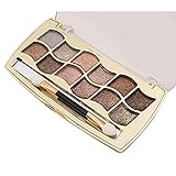 anshinto 12色Pro Eyeshadow Shimmerパレット&コスメブラシメイクアップキット One Size ブルー