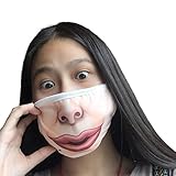 ZooooM 2枚セット おもしろ プリント マスク 布 ダスト シールド 布 マスク 面白 ユニーク 口 顔 花粉 ホコリ 砂 埃 フィルター プリント オシャレ お洒落 ファッション 仕事 学校 