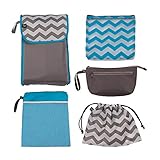 J.L. Childress Diaper Bag Organizer 5 Piece Set, Grey/Chevron by J.L. Childress