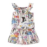 Domybest ベビー服 トップス+ショットパンツ キャミソール女の子 子供服 丸首 Tシャツ ノースリーブ 可愛い 花柄 超柔らかい 快適 水着 ホリデー 普段着 カジュアル ホーム着 プレゼント