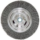 Weiler 804-02325 Medium Face Crimped Wire Wheel, 6 Diameter x 5/8 Width, 1/2 - 5/8, 0.014 Steel, 600