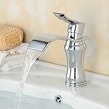 beelee Contemporary Waterfall真鍮クロームバスルームシンク蛇口クロム仕上げ – シルバー