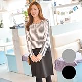 授乳・マタニティウェアボーダー切り替え配色ワンピース SOD7009 FREE(フリー) GRAY(グレー)