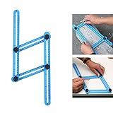 Pawaca 多角度DIYテンプレートツール プラスチック折り尺 自由スコヤ 可活動 4折 多目的 大工道具 測定定規　ブルー