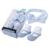 LaRibbons ベビー ボーイ ソックス & 蝶ネクタイ 新生児 赤ちゃん ギフト セット (セット 4)